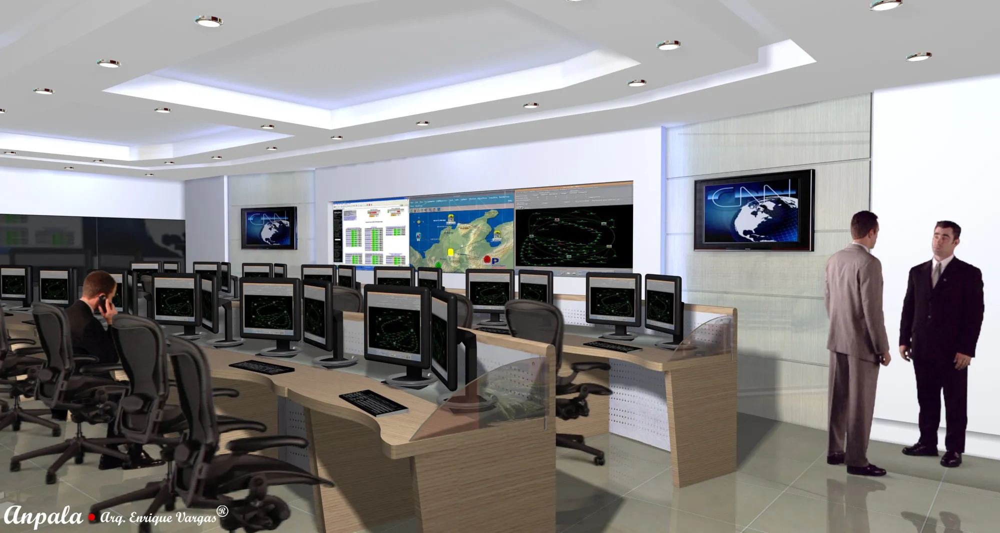Render de diseño personalizado de un centro de control Anpala